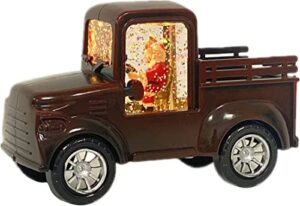 christmas decorations truck snow globe, santa claus truck decorations, led water lighted glittering xmas decoration, home truck décor for festival gift, home truck ornament