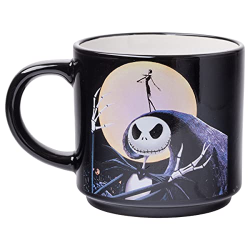 Silver Buffalo Nightmare Before Christmas Jack Sally Scene 4-Pack Ceramic Mug Stack, 10-Ounces