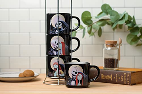 Silver Buffalo Nightmare Before Christmas Jack Sally Scene 4-Pack Ceramic Mug Stack, 10-Ounces