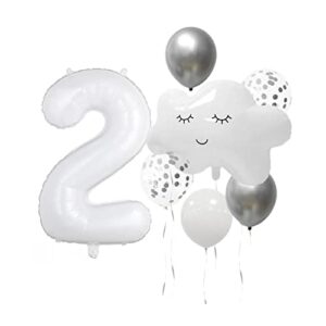 on cloud 2 white balloons banner on cloud 2nd birthday party decorations for 1 year old girl 2nd birthday party invite decorations, 2 years old birthday balloon,2nd party supplies cloud balloon