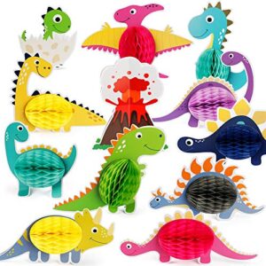 mocoosy 12 pcs dinosaur party honeycomb centerpieces for table decorations, little dino center piece dinosaur table topper for kids t-rex dinosaur theme birthday party supplies baby shower decor