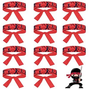 zoiiwa 12 pcs ninja headband ninja birthday party decorations ninja master themed headband for kids boys girls party supplies karate red headband ninja warrior birthday party favors