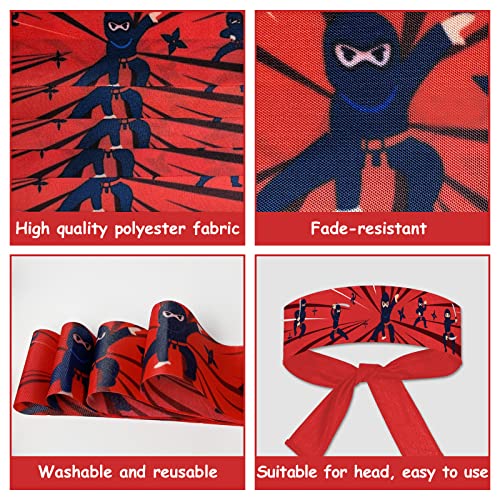 ZOIIWA 12 Pcs Ninja Headband Ninja Birthday Party Decorations Ninja Master Themed Headband for Kids Boys Girls Party Supplies Karate Red Headband Ninja Warrior Birthday Party Favors