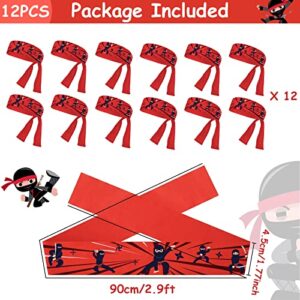 ZOIIWA 12 Pcs Ninja Headband Ninja Birthday Party Decorations Ninja Master Themed Headband for Kids Boys Girls Party Supplies Karate Red Headband Ninja Warrior Birthday Party Favors