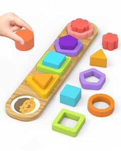 ciciany toddler montessori toy shape puzzles baby puzzle 12-18-24 months educational emotion & shape & color sorter preschool learning wood gift for infant kids ages 1-3