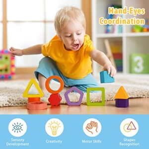 Ciciany Toddler Montessori Toy Shape Puzzles Baby Puzzle 12-18-24 Months Educational Emotion & Shape & Color Sorter Preschool Learning Wood Gift for Infant Kids Ages 1-3