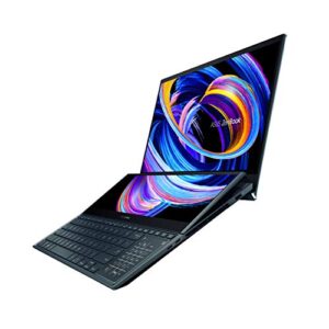 ASUS ZenBook Pro Duo 15 OLED UX582 Laptop, 15.6” OLED 4K UHD Touch Display, Intel Core i7-10870H, 16GB RAM, 1TB SSD, GeForce RTX 3070, ScreenPad Plus, Windows 10 Pro, Celestial Blue, UX582LR-XS74T