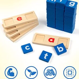 Coogam Wooden Short Vowel Reading Letters Sorting Spelling Games, Sight Words Learning Flashcards Alphabet Puzzle Montessori Educational Toy Gift for Kids 3 4 5 Years Old