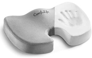 comfilife premium comfort seat cushion - non-slip orthopedic 100% memory foam coccyx cushion for tailbone pain - cushion for office chair car seat - back pain & sciatica relief (gray)