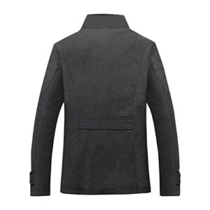 dwkkong men's autumn and winter coat jackets solid color stand-up collar coat long light winter jackets for men dark gray