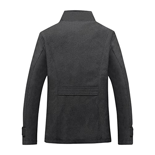 DWKKONG Men's Autumn and Winter Coat Jackets Solid Color Stand-up Collar Coat Long Light Winter Jackets for Men Dark Gray