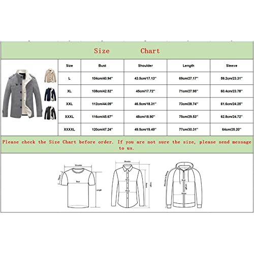 DWKKONG Men's Autumn and Winter Coat Jackets Solid Color Stand-up Collar Coat Long Light Winter Jackets for Men Dark Gray