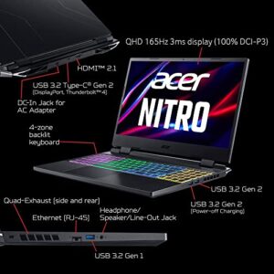 Acer Nitro 5 AN515-58-7583 Gaming Laptop | Intel Core i7-12700H | NVIDIA GeForce RTX 3070 Ti Laptop GPU | 15.6" QHD 165Hz 3ms IPS Display | 16GB DDR4 | 2TB SSD in RAID 0 | Killer WiFi 6 | RGB Keyboard