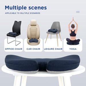 Seat Cushions for Office Chairs Memory Foam Seat Cushion Non-Slip Butt Coccyx Tailbone Sciatica Lower Back Pain Relief for Car Wheelchair Computer Desk Chair（Navy Blue）