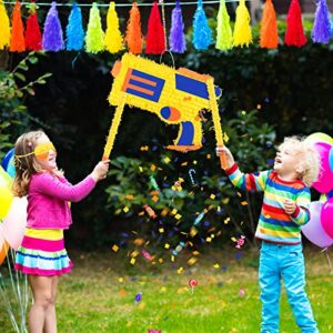 Gun Pinata Small Dart Battle Party Supplies Gun War Theme Party Decorations for Boys Pinata Bundle with Wooden Stick Paper Blindfold Confetti Set for Kids Birthday Game Decor,16.1 x 11.8 x 2.8 Inch