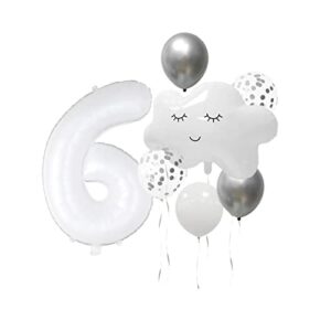 on cloud 6 white balloons banner on cloud 6th birthday party decorations for 6 year old girl 6th birthday party invite decorations, 6 years old birthday balloon,6th party supplies cloud balloon