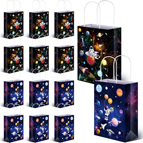 Nezyo 24 Pack Outer Space Present Bags Space Party Favors Planet Candy Goodie Bag Galaxy Gift Bags For Kids Boys Girls Space Theme Party Supplies (Outer Space Style)