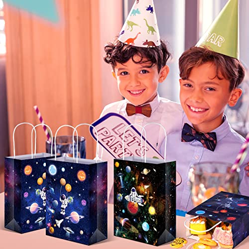 Nezyo 24 Pack Outer Space Present Bags Space Party Favors Planet Candy Goodie Bag Galaxy Gift Bags For Kids Boys Girls Space Theme Party Supplies (Outer Space Style)