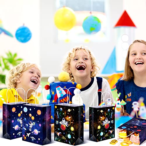 Nezyo 24 Pack Outer Space Present Bags Space Party Favors Planet Candy Goodie Bag Galaxy Gift Bags For Kids Boys Girls Space Theme Party Supplies (Outer Space Style)