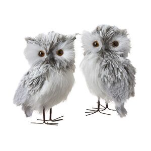 kurt adler 5-inch furry gray owl set of 2