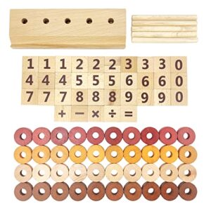 Montessori Toys for Toddlers, Wooden Math Number Blocks Counting and Manipulative Toys, Basic Math Game Preschool Learning Educational Materials for Toddlers Kids 2 3 4 5 Years