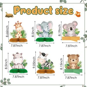 10 Pcs Baby Jungle Animals Honeycomb Centerpieces Safari Baby Shower Decoration Sage Green Themed Party Supplies for Boys Kids Baby Shower Nursery Wild Forest Theme Birthday Party Decor