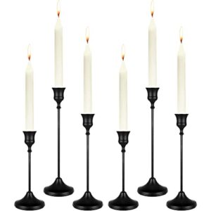 6 pcs romantic candle holder taper candle holders table decorative candlestick holders rustic candle stick holder metal candle stands for wedding christmas dinning party anniversary home decor (black)