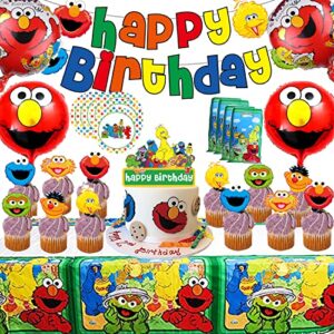 51-piece themed birthday party supplies set includes banners, tablecloths, balloons, dinner plates, goody bags, cake toppers and cupcake toppers for boys' and girls' birthday party decorations