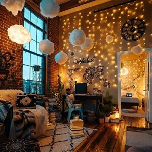 poripori 300 LED Curtain String Lights, Twinkle Fairy Lights for Bedroom with 8 Lighting Modes, USB Christmas Lights for Party Home Bedroom Indoor Wall Room Decor (White)