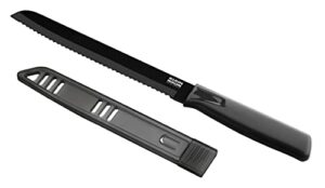 kuhn rikon colori bread knife with safety sheath, 7 inch/17.78 cm blade, black