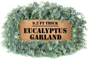 dreative co 9.2ft eucalyptus garland thick - faux greenery garland leaves - artificial eucalyptus vines - eucalyptus for wedding - christmas garland home and room decor - table runner indoor outdoor