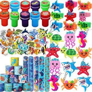 mctuoba 100 pcs under the sea party favors for kids, ocean sea animals themed birthday party supplies for boys girls, classroom prizes, pinata filler goody bag stuffers