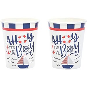 Ahoy It's a Boy Baby Shower, Nautical Anchor Theme Party Supplies, Decorations, Plates, Napkins, Tablecloth, Cups, Cutlery (24 Guests, 169 Pieces)