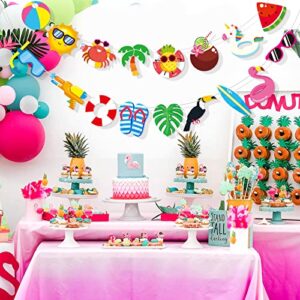 Summer Pool Hanging Banner Party Decorations Supplies Beach Luau Hawaii Holiday Cool Summer Garden Hanging Banner Cutouts for Boys and Girls Summer Theme Birthday Party Supplies Wall Backdrop Decor