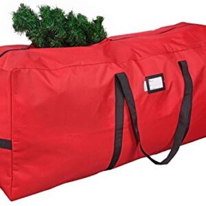 Primode Christmas Tree Storage Bag | Fits Up to 9 Ft. Tall Disassembled Tree | 25" Height X 20" Wide X 65" Long | Durable 600D Oxford Material | Heavy Duty Xmas Storage Container (Red)