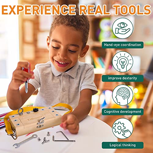 Tilhumt Montessori Screwdriver Board Set for Kids, Storage Wooden Toddler Real Tools Montessori Toys Preschool Toys Fine Motor Skills Toys for 3 4 5 Year Old Children, Classroom STEM Toy