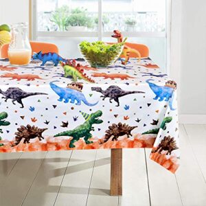 Watercolor Dinosaur Party Tablecloth - 2 Pack 54'' x 108'' Dinosaur Party Supplies for Kids Boys Dino Theme Birthday Party Decoration Dinosaur Printed Rectangular Plastic Disposable Table Cover