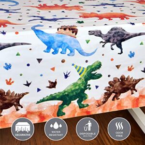 Watercolor Dinosaur Party Tablecloth - 2 Pack 54'' x 108'' Dinosaur Party Supplies for Kids Boys Dino Theme Birthday Party Decoration Dinosaur Printed Rectangular Plastic Disposable Table Cover