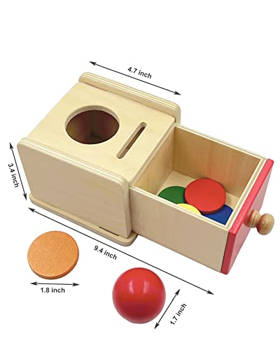 Dailyfunn Montessori Toys Coin&Ball 2-in-1 Drop Box Object Permanence Box for Infant Baby Preschooler 6-24 Months