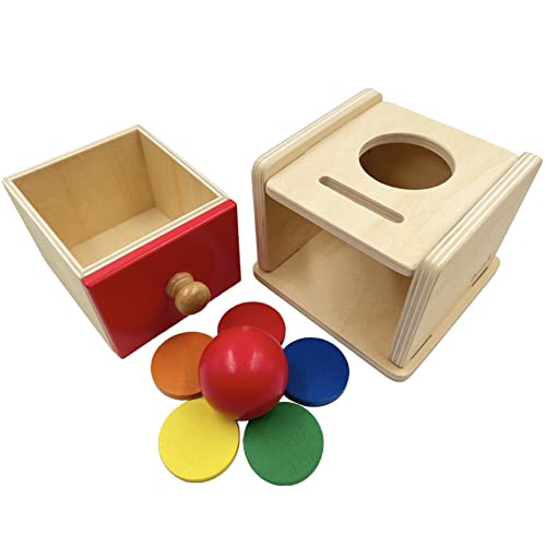 Dailyfunn Montessori Toys Coin&Ball 2-in-1 Drop Box Object Permanence Box for Infant Baby Preschooler 6-24 Months