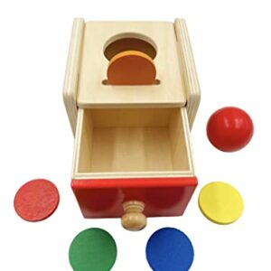 Dailyfunn Montessori Toys Coin&Ball 2-in-1 Drop Box Object Permanence Box for Infant Baby Preschooler 6-24 Months