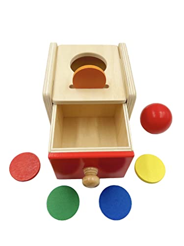 Dailyfunn Montessori Toys Coin&Ball 2-in-1 Drop Box Object Permanence Box for Infant Baby Preschooler 6-24 Months