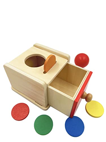 Dailyfunn Montessori Toys Coin&Ball 2-in-1 Drop Box Object Permanence Box for Infant Baby Preschooler 6-24 Months