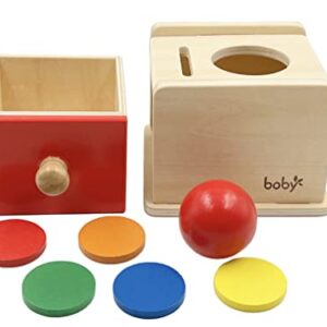 Dailyfunn Montessori Toys Coin&Ball 2-in-1 Drop Box Object Permanence Box for Infant Baby Preschooler 6-24 Months