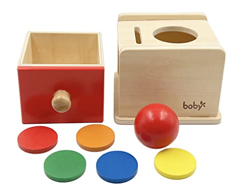 Dailyfunn Montessori Toys Coin&Ball 2-in-1 Drop Box Object Permanence Box for Infant Baby Preschooler 6-24 Months