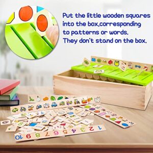 Wooden Montessori Toys for Toddlers Learning Activities Sorting Box Educational Toys Preschool Kindergarten Games Autism Toys Motor Skills STEM for Girls Boys Age 1-2 2 3 4 Year Old Kids Birthday Gift