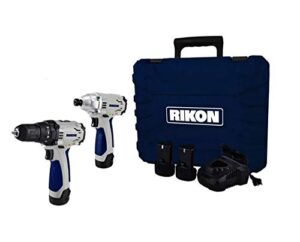 rikon 12v li drill/impact driver combo pack w/2 batteries kit