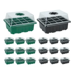 jeria 20 packs (240 cell seedling starter trays) seed starter tray seed starter kit with humidity adjustable dome,plant germination trays for seeds growing starting plant starter kit (green and black)