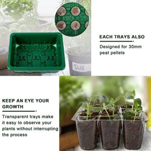 JERIA 20 Packs (240 Cell Seedling Starter Trays) Seed Starter Tray Seed Starter Kit with Humidity Adjustable Dome,Plant Germination Trays for Seeds Growing Starting Plant Starter Kit (Green and Black)