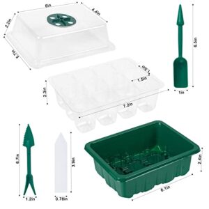 JERIA 20 Packs (240 Cell Seedling Starter Trays) Seed Starter Tray Seed Starter Kit with Humidity Adjustable Dome,Plant Germination Trays for Seeds Growing Starting Plant Starter Kit (Green and Black)